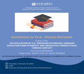 Invitation to M.A. Thesis Defense- Pınar Karabacak